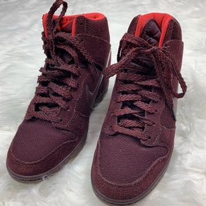 Rare Nike Sky High Dunks {Burgundy/Neon}